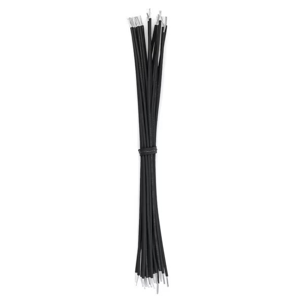 Cut And Stripped Wire, 16 AWG, Solid, Black 24in Leads, 100PK, Remington Industries, Mfr#: CS16UL1007SLDBLA-24-100